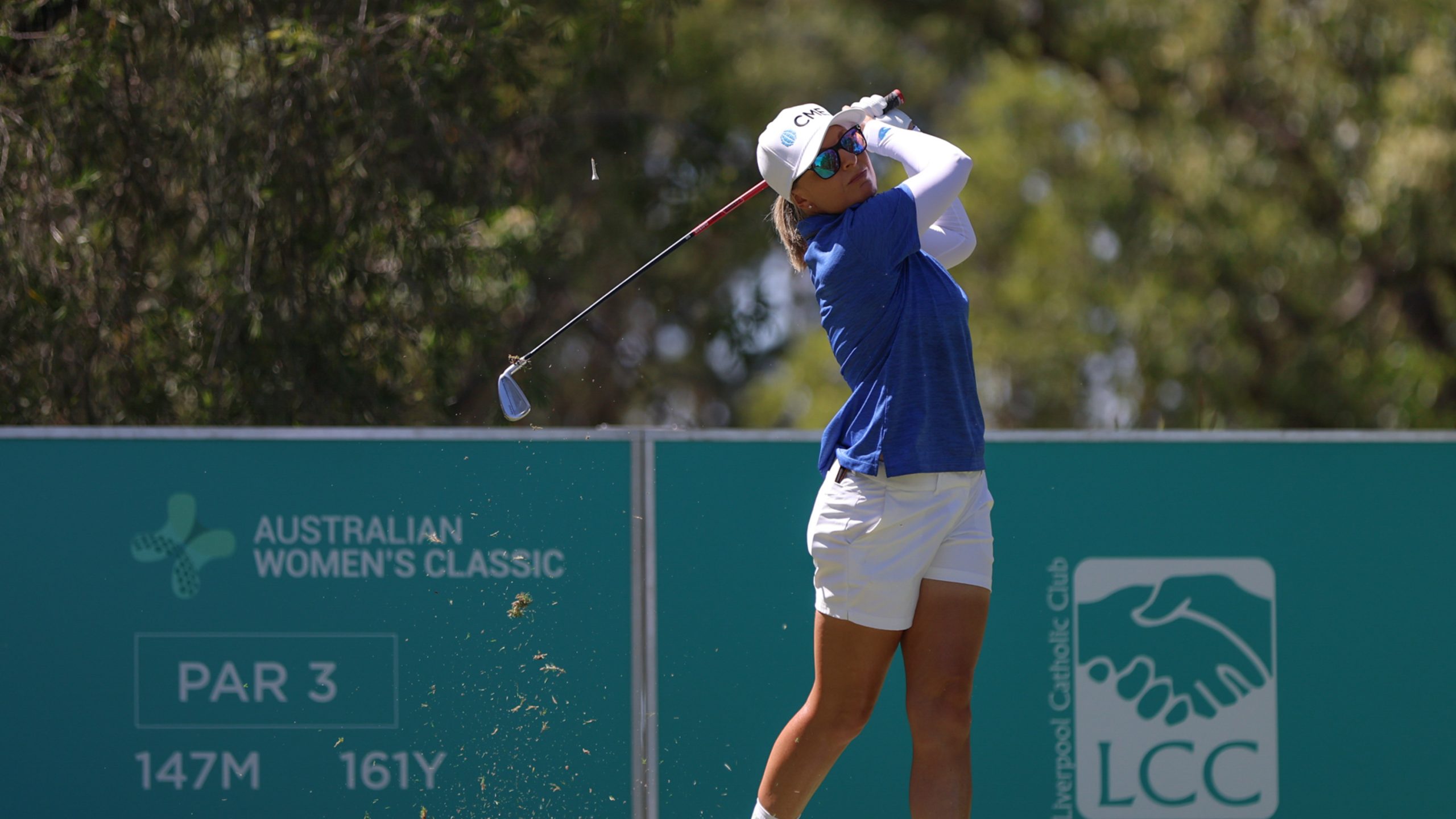 Sarah Kemp at the 2025 Australian womens classic teeing off